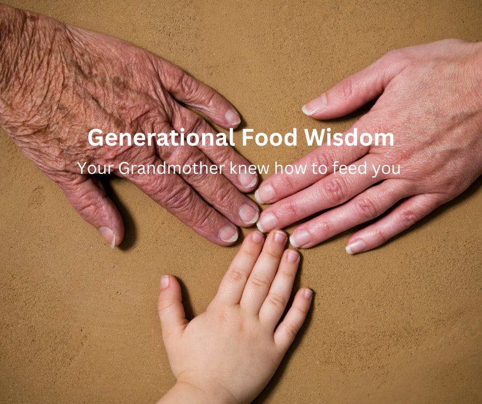 3 generations of women's hands on a brown table