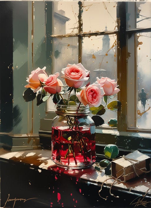 splash art of colour flower i jar with red rose" - Playground