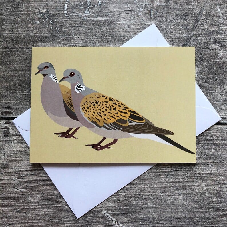 Greeting card with Turtle Dove design