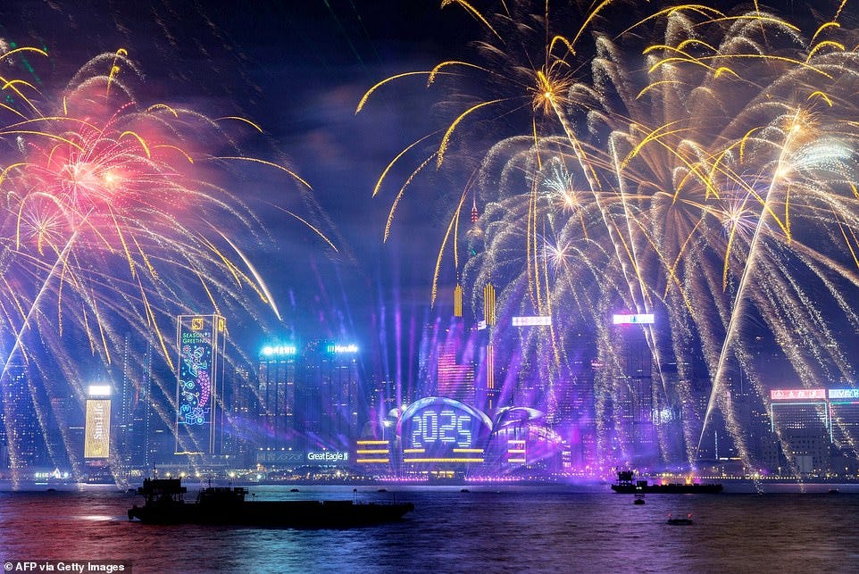 HONG KONG: A dazzling display of fireworks lights up Hong Kong