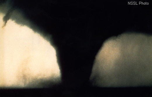 Image is of the Waurika OK, May 30, 1976 tornado. https://www.spc.noaa.gov/faq/tornado/torscans.htm