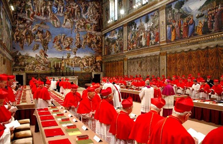 The Conclave during which the Pope is elected in the Sistine Chapel