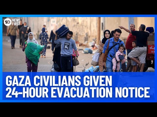 Israel Warns Northern Gaza Residents To Evacuate | 10 News First - YouTube