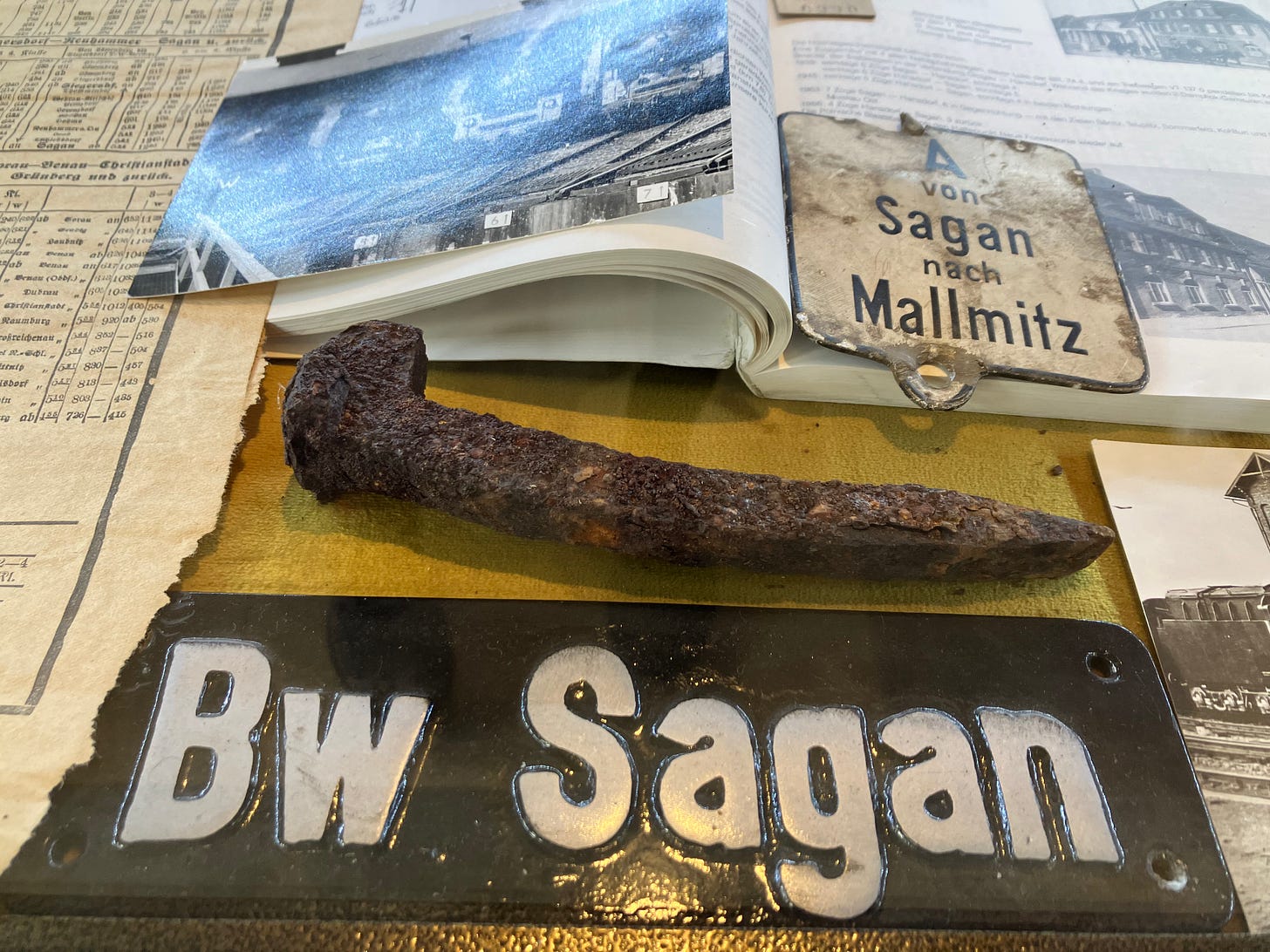 An old Sagan train station sign