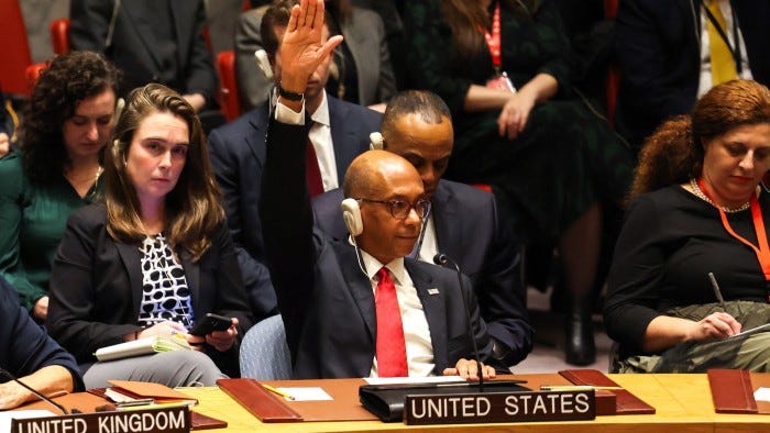 US vetoes UN resolution calling for immediate ceasefire in Gaza