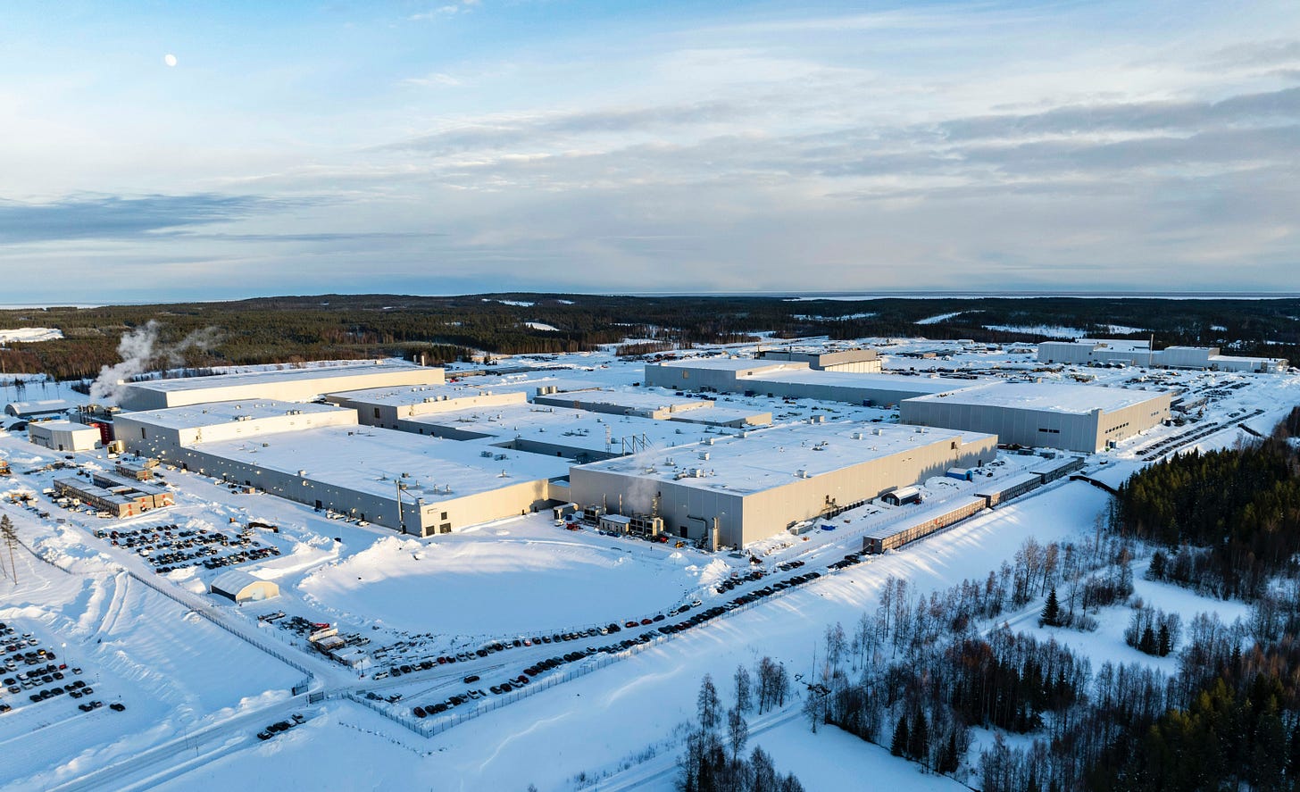 Northvolt Ett facility near Skellefteå, Sweden. Photo by Northvolt.