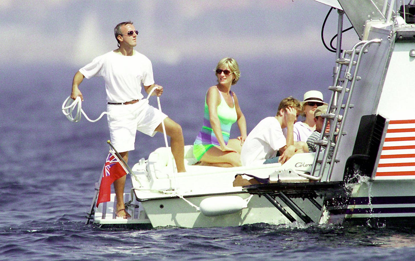 Princess Diana on a yacht