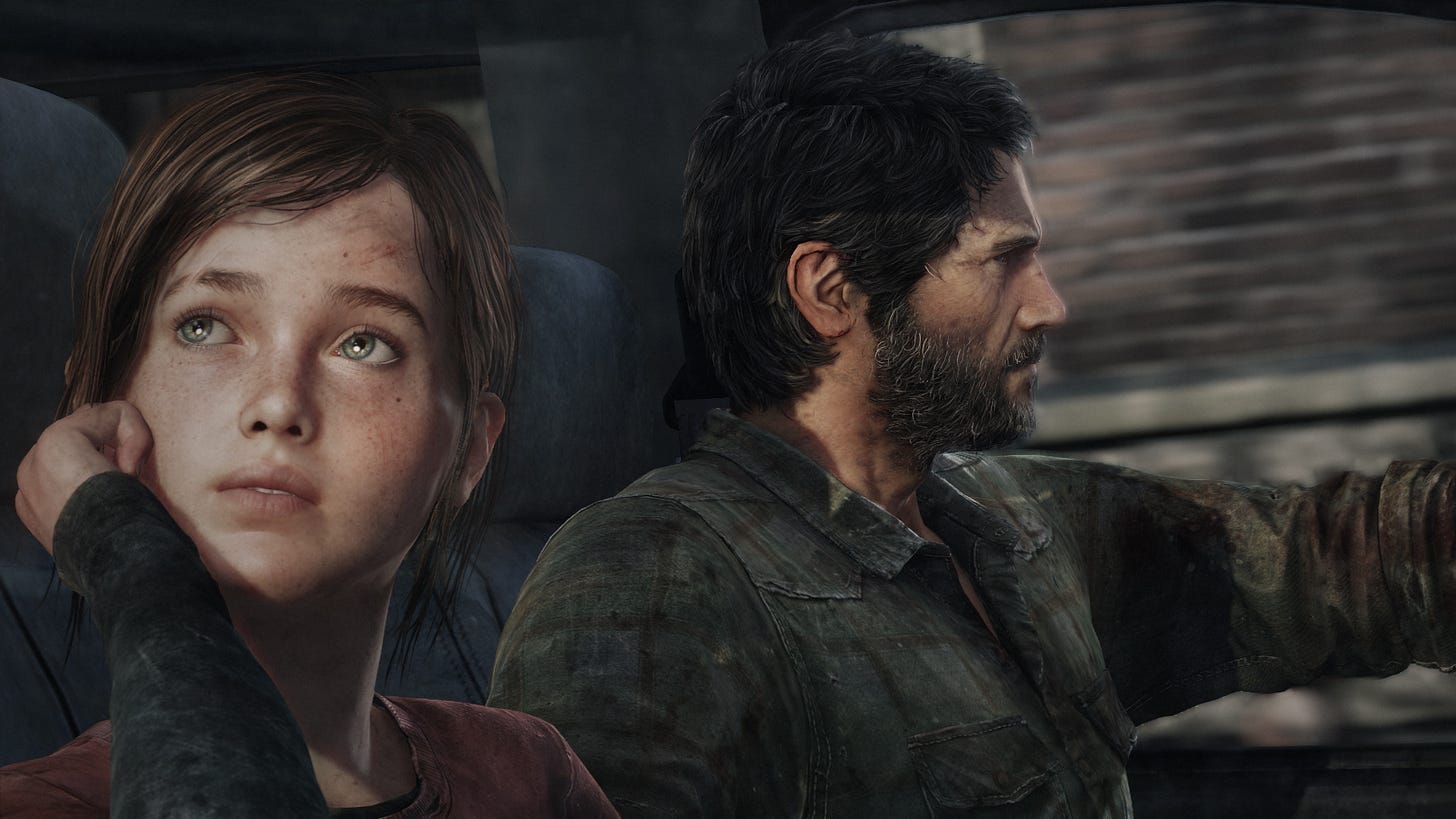 Joel driving in The Last of Us Remastered