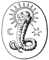 A gnostic representation of the demiurge found in Montfaucon's Antique Representations and Figures.