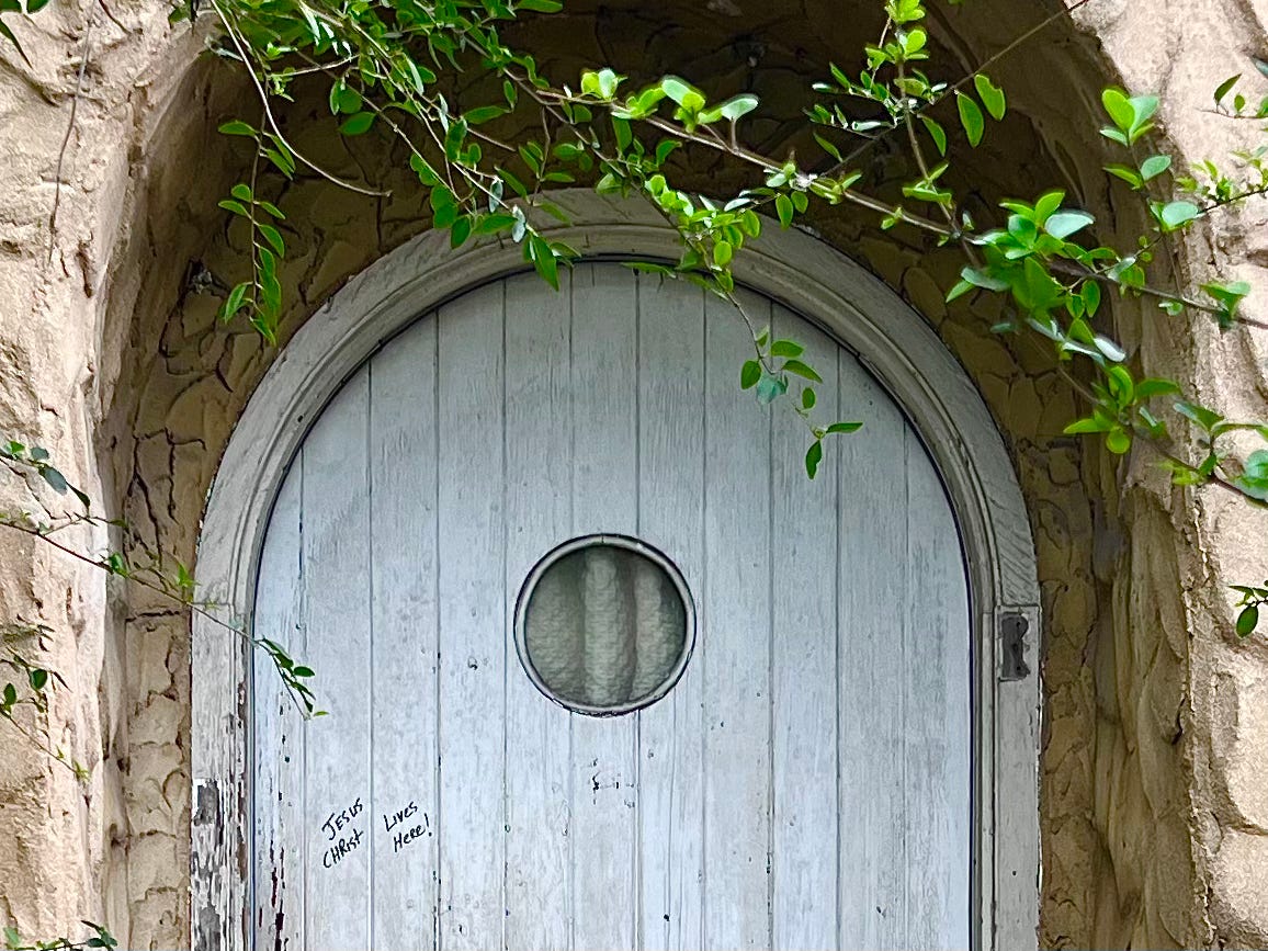 Wooden door to old house