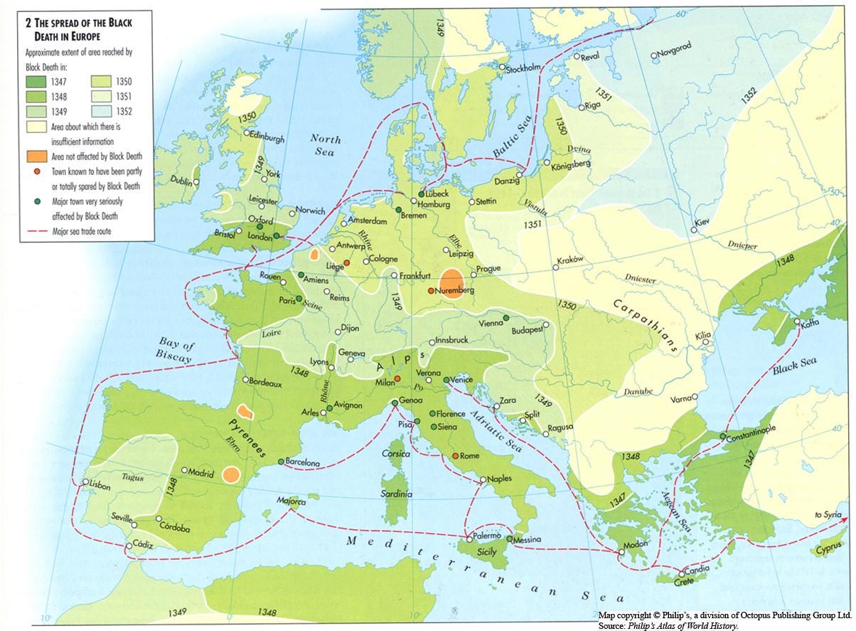 r/MapPorn - The spread of the Black Death in Europe, 1347 - 1352
