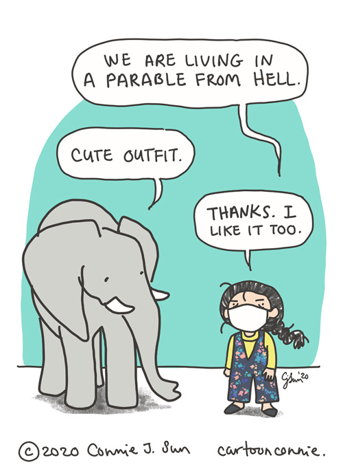 elephant comic illustration by connie sun, cartoonconnie