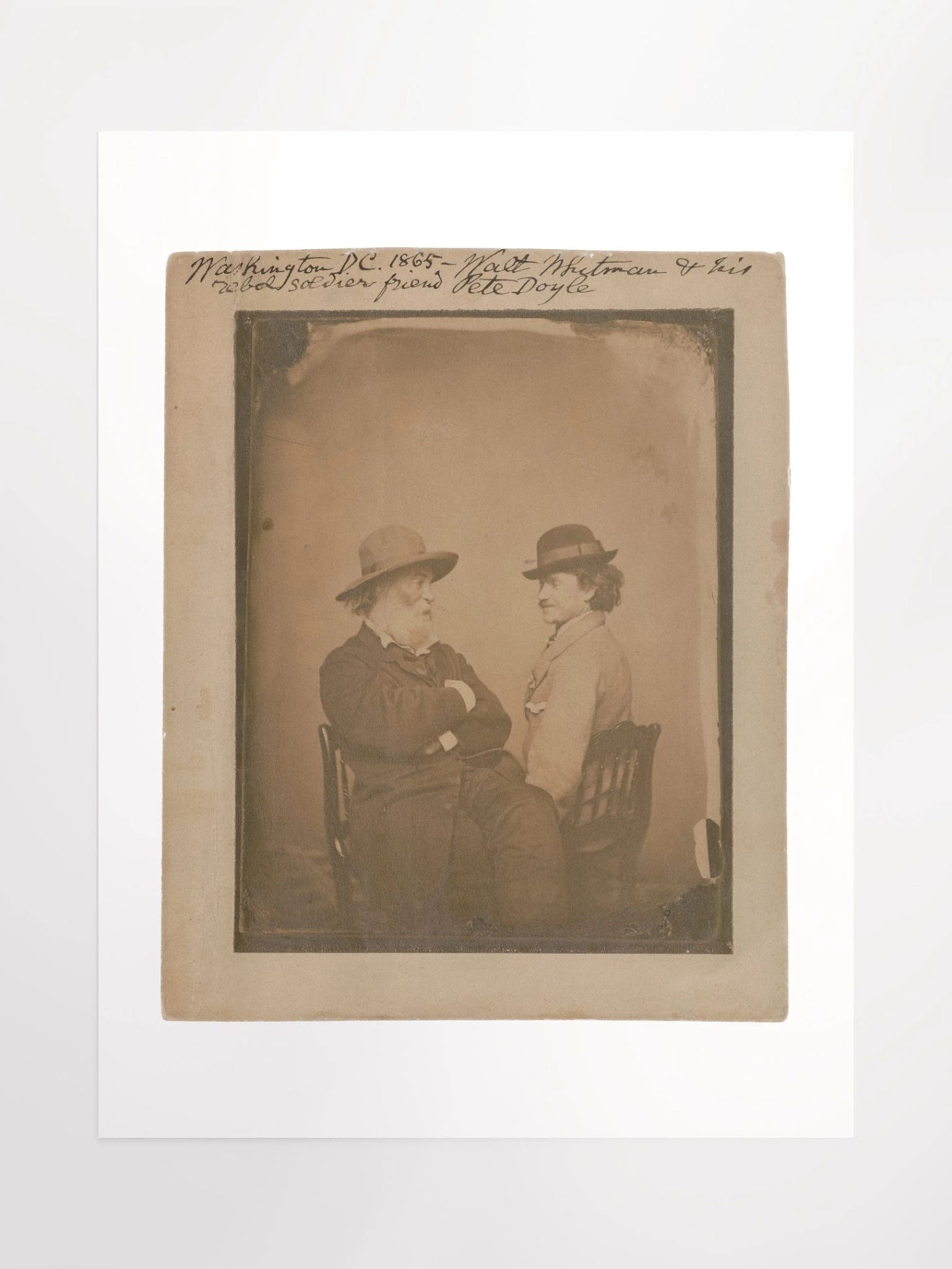 Walt Whitman & His Rebel Soldier Friend Pete Doyle by Moses P. Rice (Washington, D.C. - 1865) - Print product image (1)