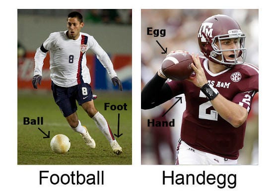 football vs. handegg meme