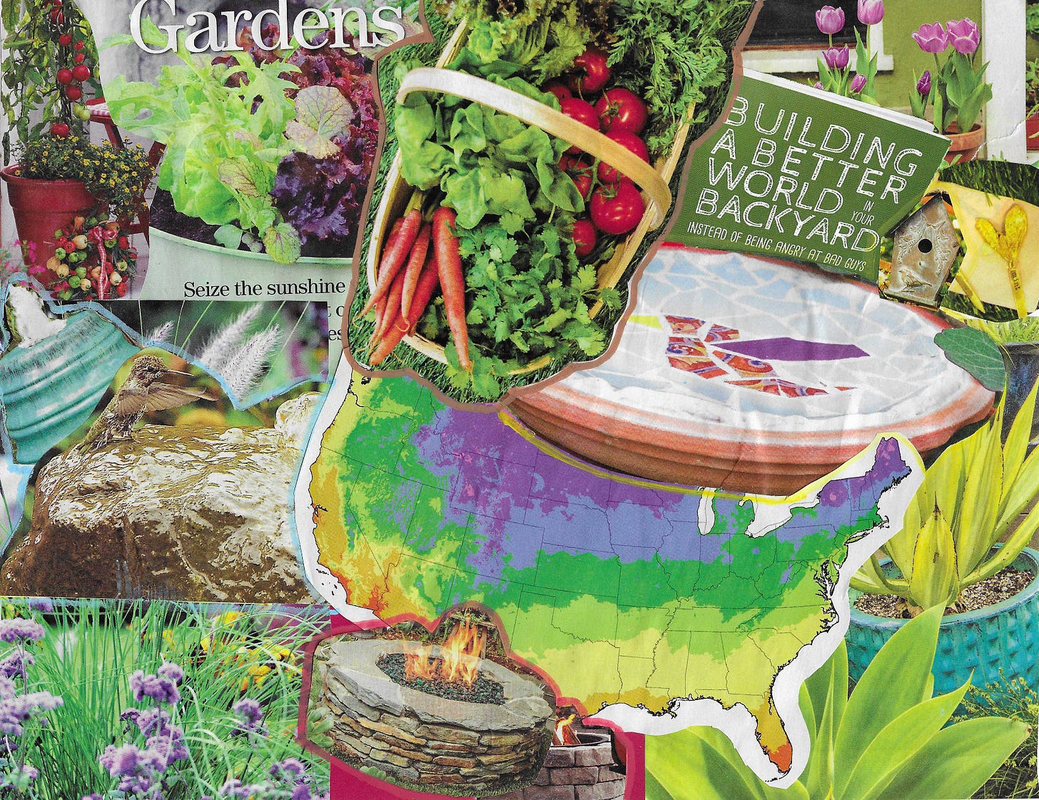 Vision board depicting gardening imagery