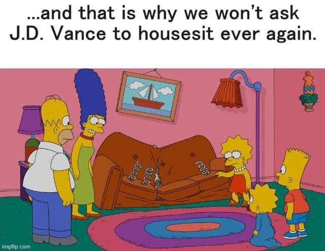 J.D. Vance Simpsons Couch Meme : r/DonatetoDemocrats