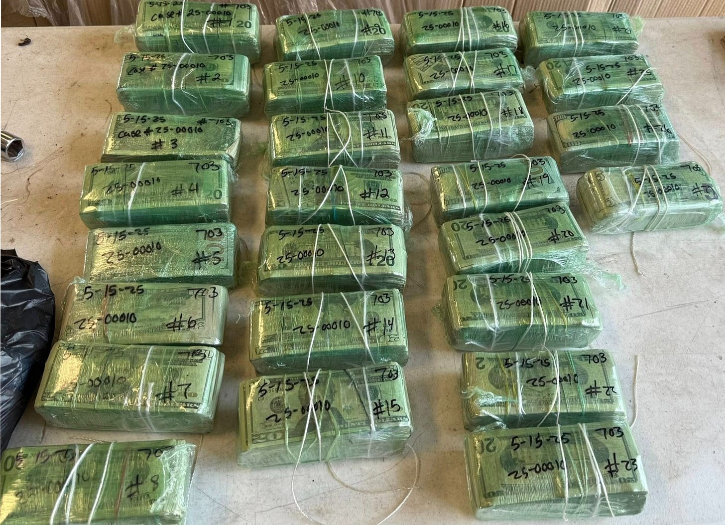 $360,565.00 in cartel cash seized on May 15, 2025, during a traffic stop in Ricardo (Kleberg County), Texas $360,565.00 in cartel cash seized on May 15, 2025, during a traffic stop in Ricardo (Kleberg County), Texas