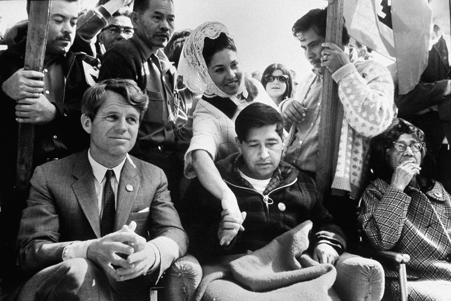 Robert F. Kennedy lends moral support to striking grape pickers and ...