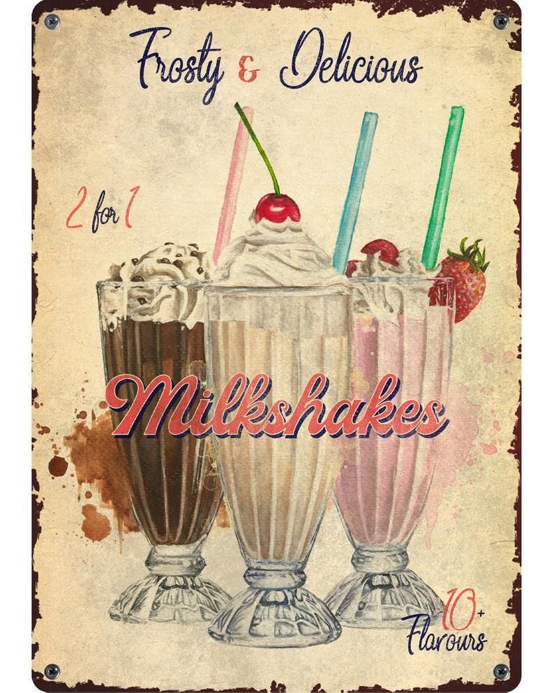 Vintage Milkshake Postcard - Etsy | Vintage food posters, Poster ...