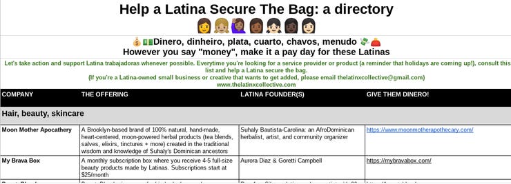 A mini directory of Latina-owned businesses