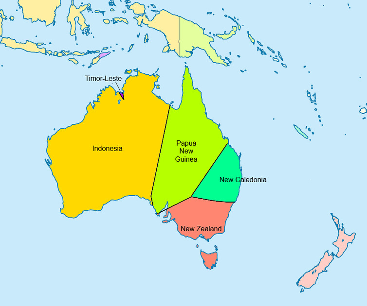 Countries closest to Australia