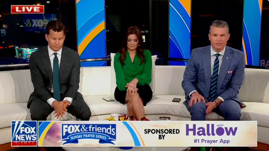 FOX & Friends promotes Catholic app Hallow with on-air (paid) prayer segment