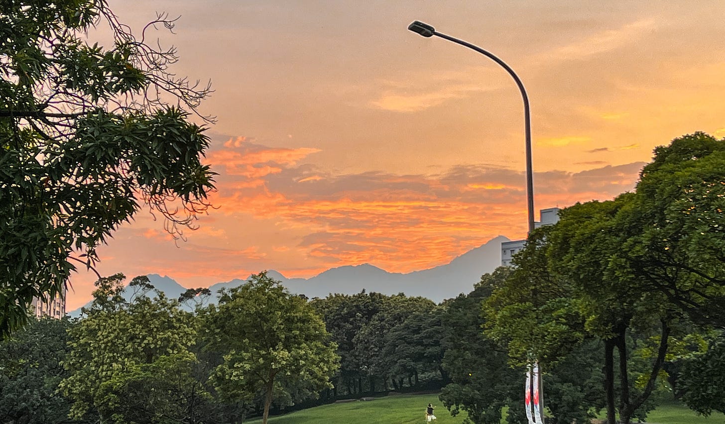 Sunset on the hills over Taipei National University of the Arts