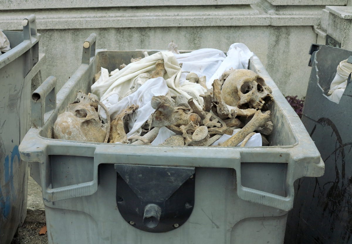Bones in dumpster cemetery Havana Cuba Double-Barrelled Travel