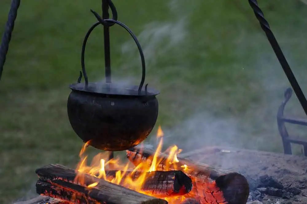 Cauldron over a fire