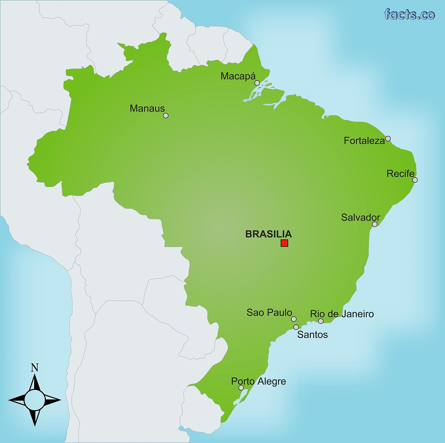 Brazil capital map - Capital of Brazil on map (South America - Americas)