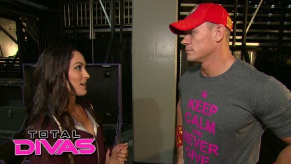 total divas brie talking up john cena bulge 2015 images wwe