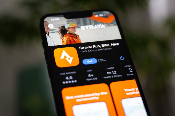 The Strava app displayed on a smartphone.