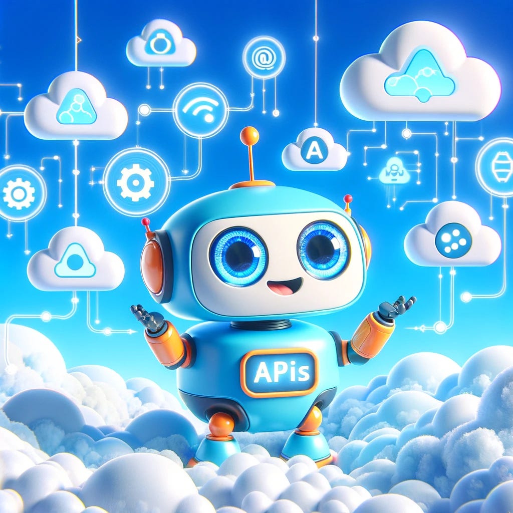 A cute robot in a clouded sky