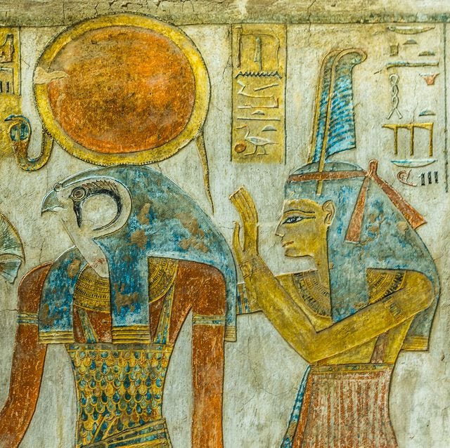 paintings of the egyptian god ra and maat