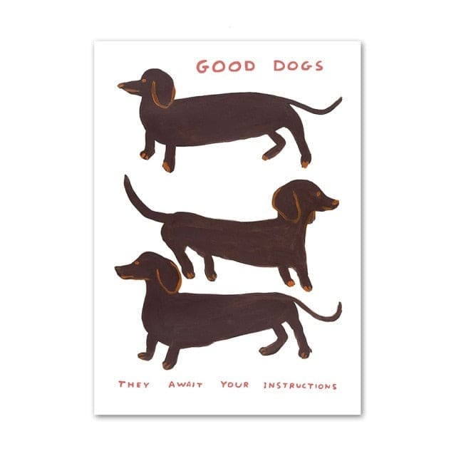 David Shrigley Dachshund "Good Dogs" Canvas Print | Pet and Pet lover  accessories