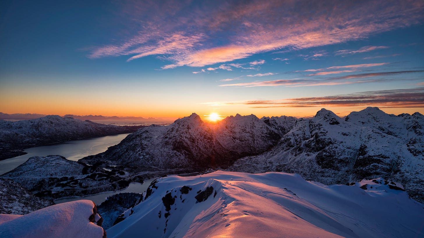 Snow Mountains Sunset Wallpaper