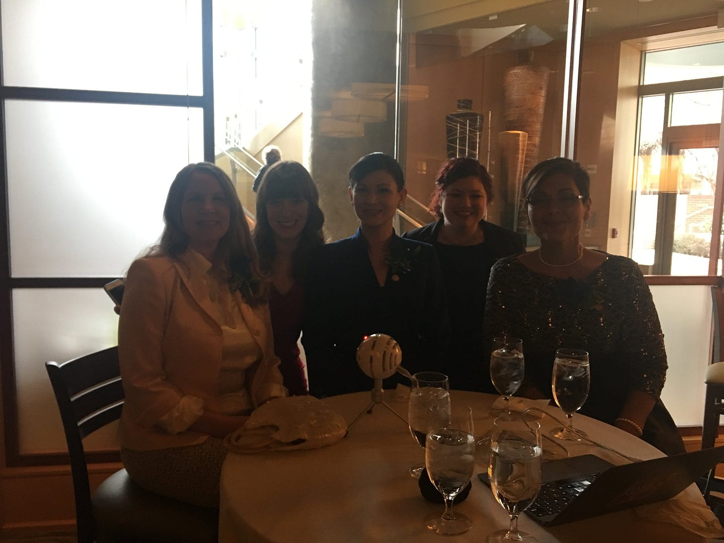 Delegate Wendy Gooditis, Sarah, Delegate Karrie Delaney, Beth, and Delegate Hala Ayala