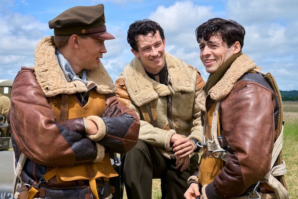 Anthony Boyle (right) in Masters of the Air with Austin Butler and Callum Turner