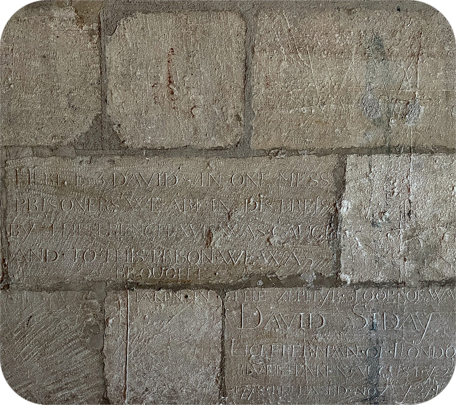Prisoners names etched on the wall of Chateau de Tarascon, France