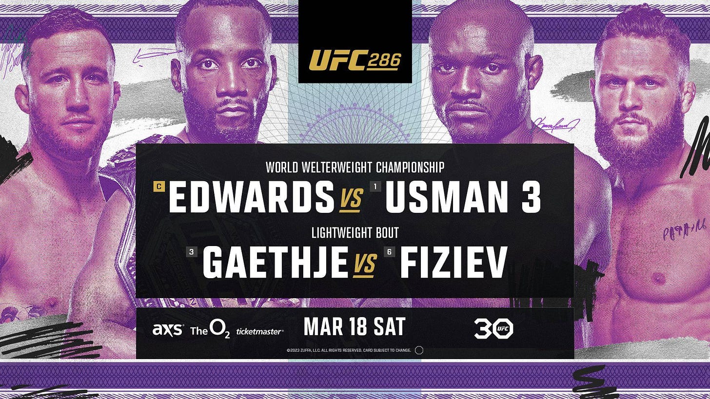 UFC 286: Edwards vs Usman 3 Tickets, Saturday, March 18 2023 | Prekindle