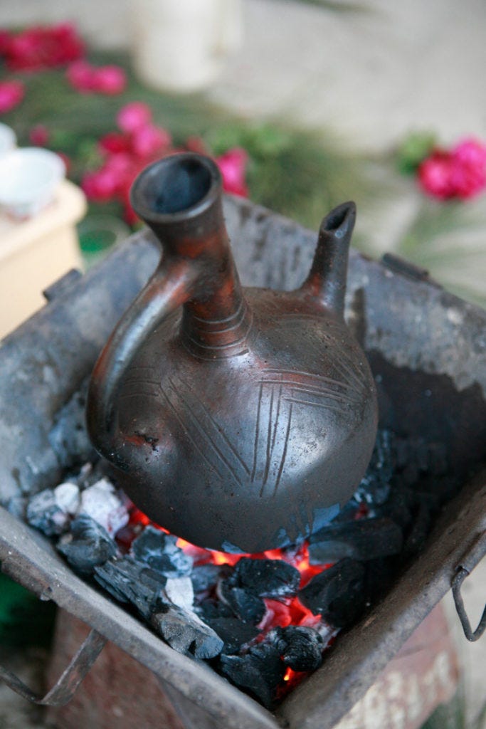 bunna ethiopian coffee ceremony over hot coals