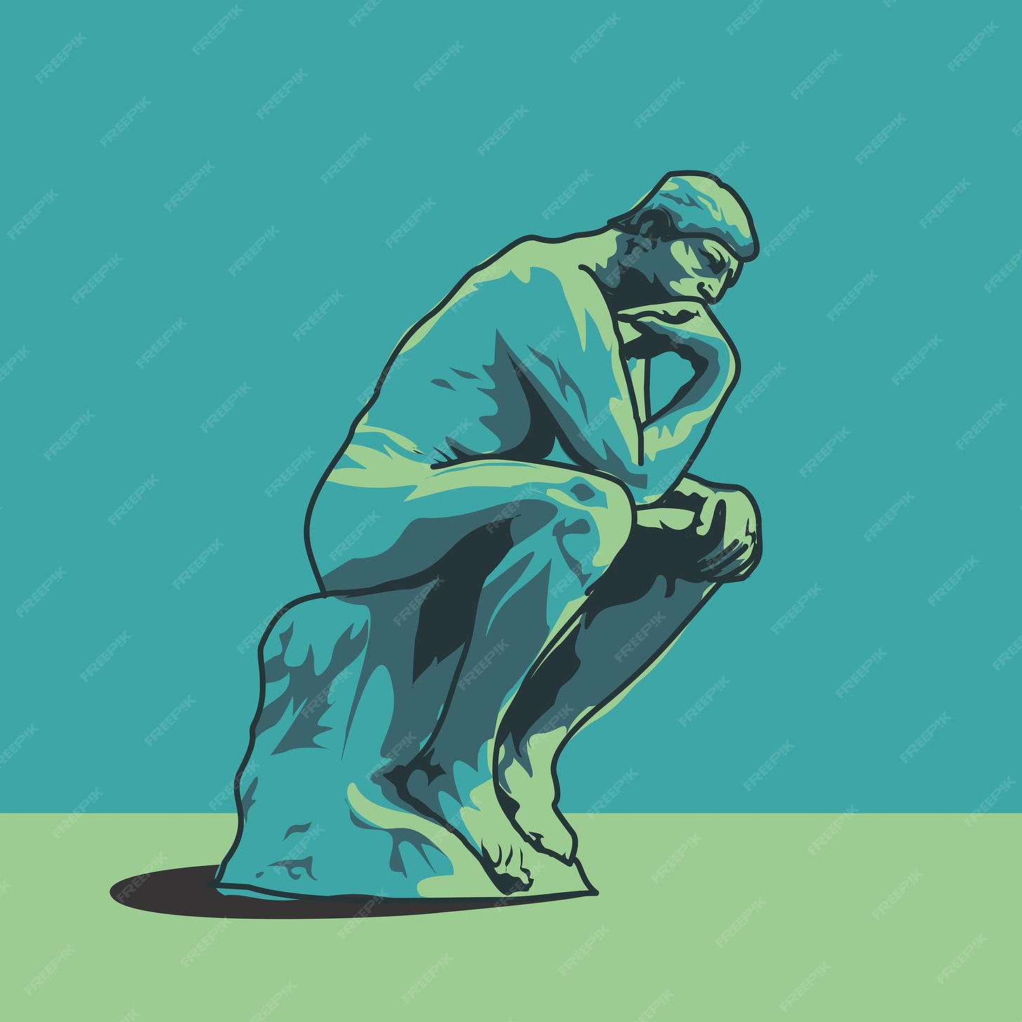 Premium Vector | Thinking man statue illustration auguste rodin's the  thinker