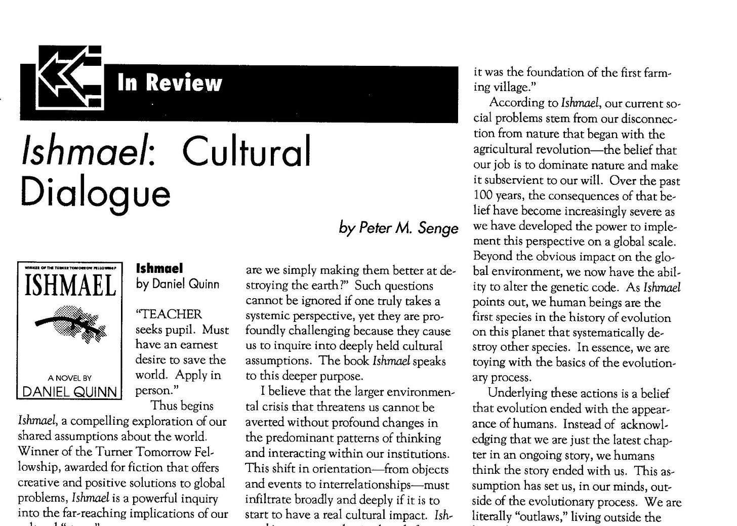 The Systems Thinker – Ishmael: Cultural Dialogue - The Systems Thinker