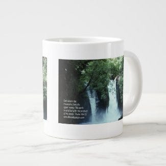 Banias Waterfall and Psalm 104:13 20 Oz Large Ceramic Coffee Mug