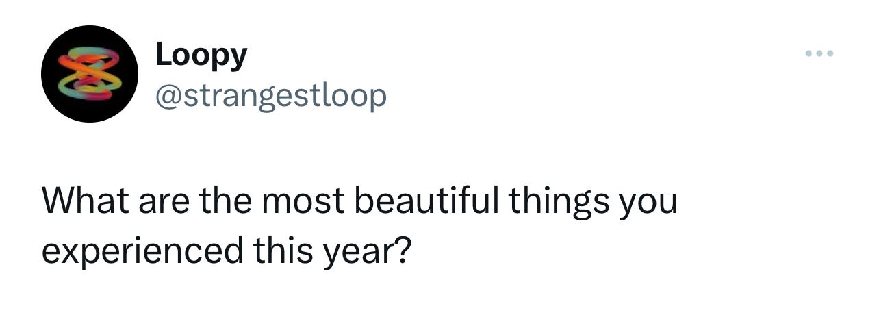 What are the most beautiful things you experienced this year?