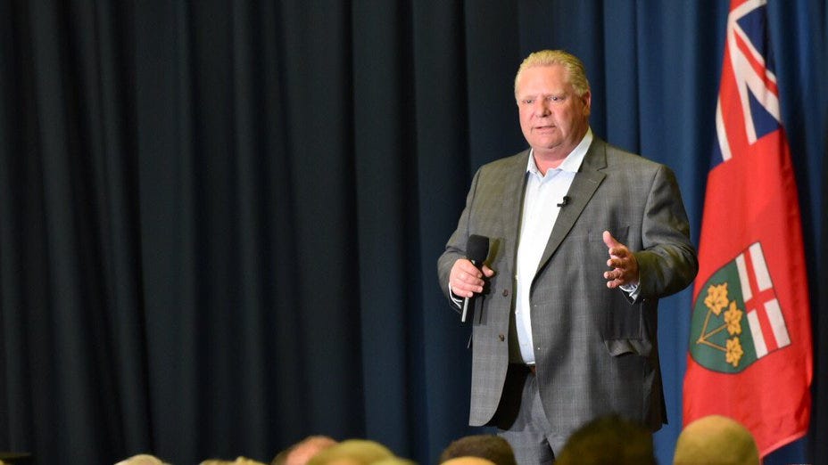 Doug Ford speaking at an event in Sudbury