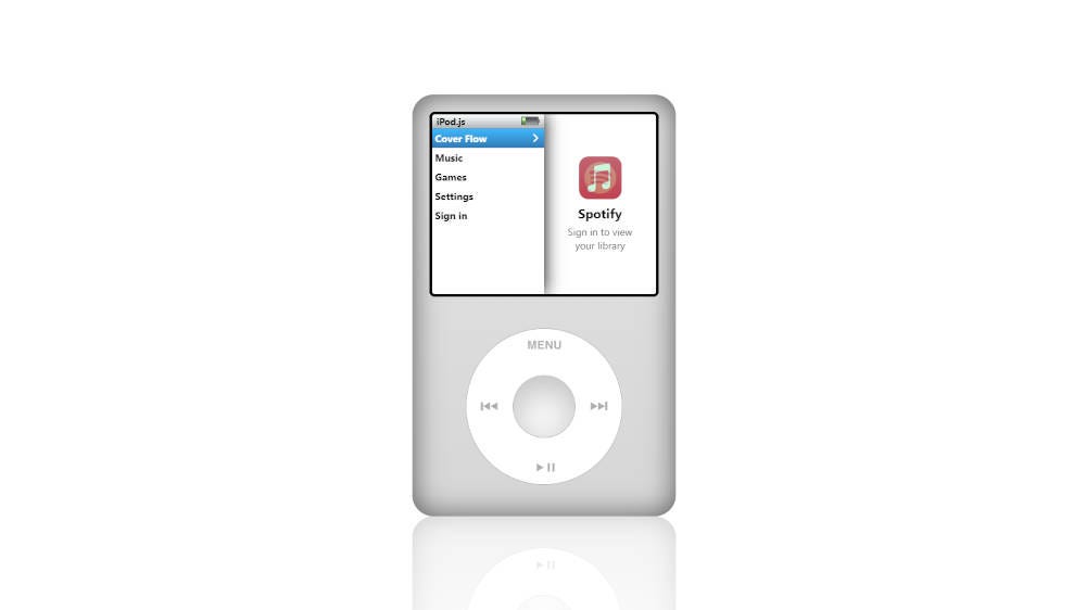 A screenshot of iPod.js