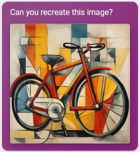 Asking Bing to recreate the bike image
