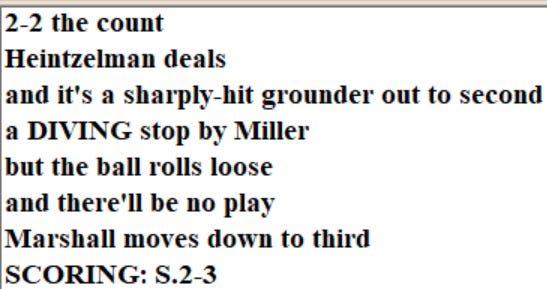 Diamond Mind Baseball Play By Play