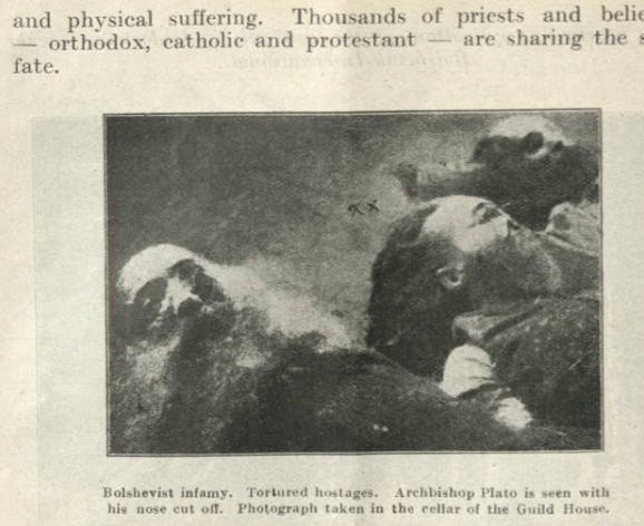 Photo of tortured and killed Christian clergy under the Bolshevik Jews